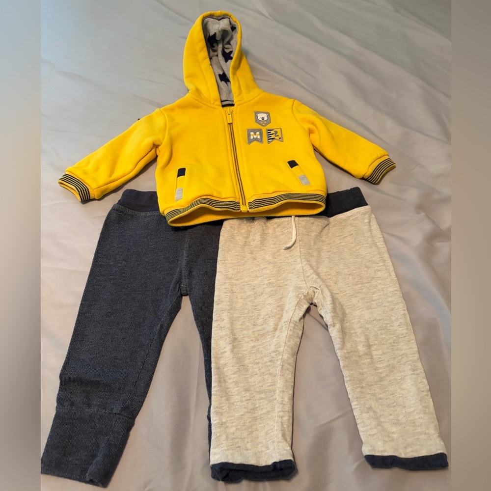 Mayoral Hooded Zipup Jacket. Mud Pie Kids Sweatpants Set - Blue and Gray-reverse